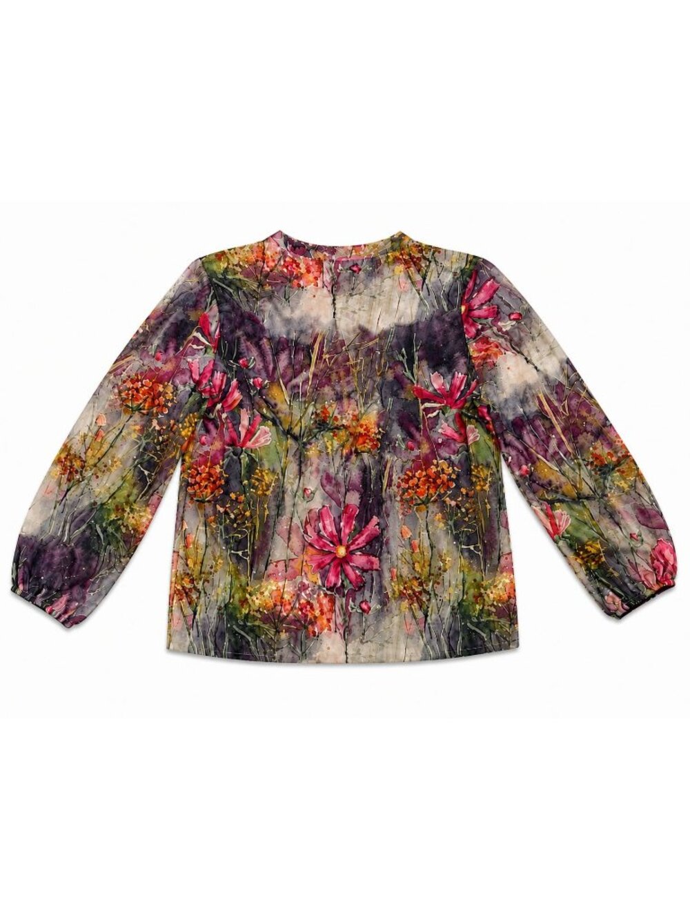 Women's Multicolor Floral Blouse XXL Lightweight Long Sleeve Boho Stretch Top - Picture 3 of 3